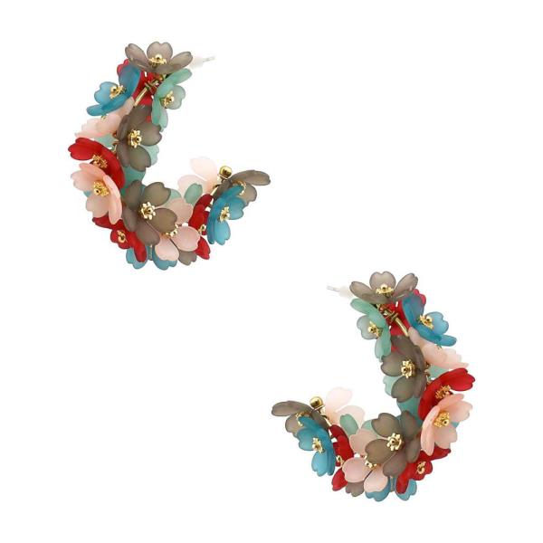 FLORAL CLUSTER HOOP EARRING