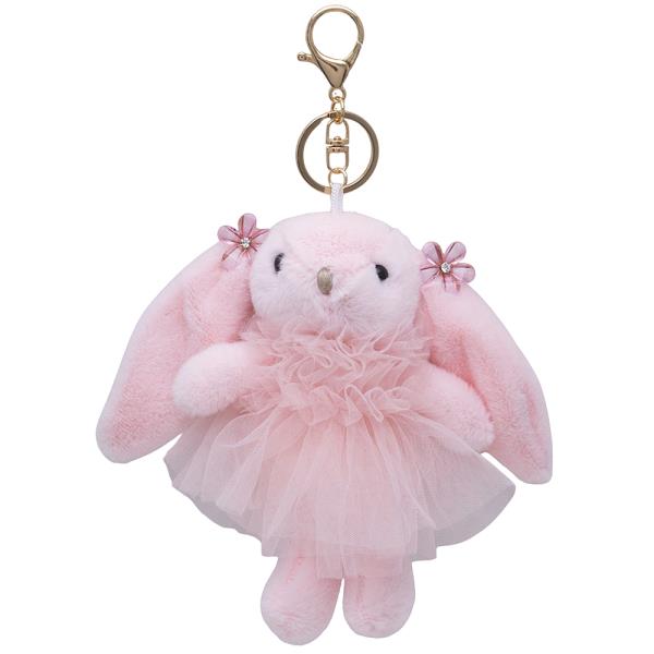 CUTE BUNNY DOLL BAG CHARM KEY CHAIN W 2PC HAIR CLIP