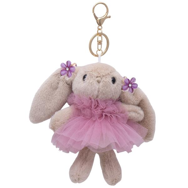 CUTE BUNNY DOLL BAG CHARM KEY CHAIN W 2PC HAIR CLIP