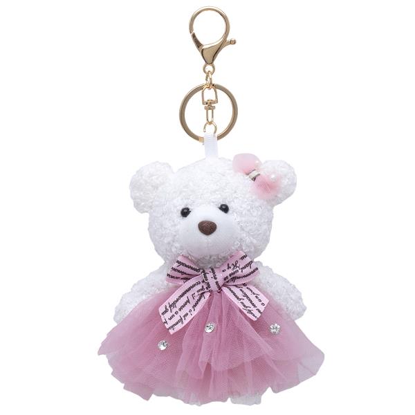 CUTE RHINESTONE RIBBON BEAR DOLL BAG CHARM KEY CHAIN