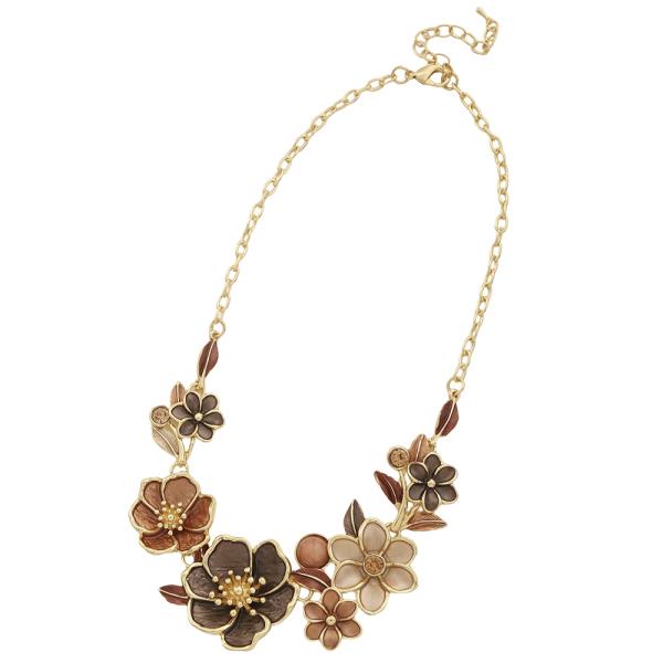 FLOWER BLOSSOM CHAIN NECKLACE EARRING SET