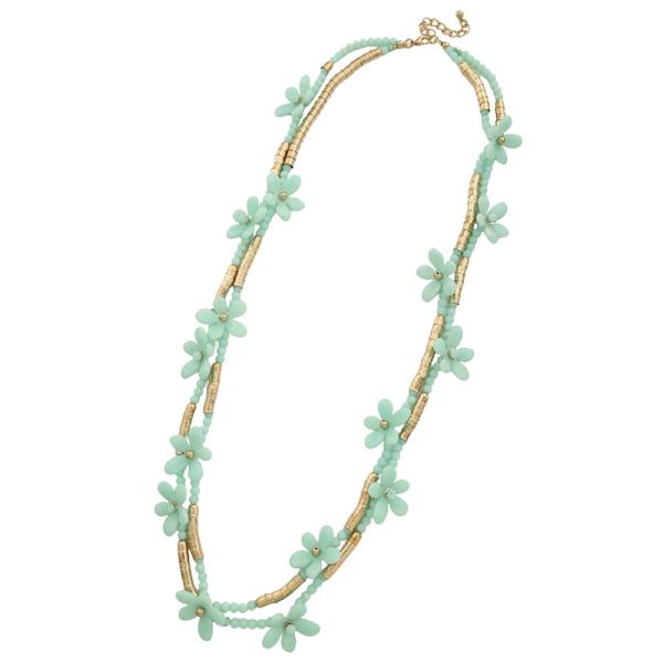 FLOWER LAYER BEAD NECKLACE EARRING SET
