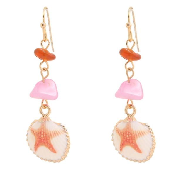 SEALIFE SHELL STONE TIERED DROP EARRING