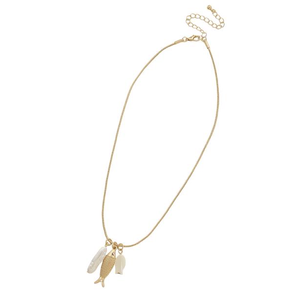 FISH TRIPLE PENDANT METAL NECKLACE