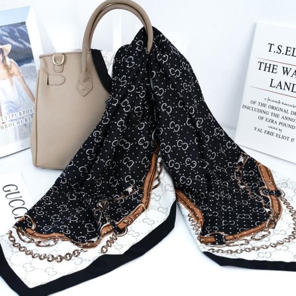 MONOGRAM SILKY BANDANA SQUARE NECK SCARF