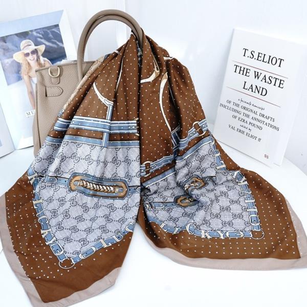 MONOGRAM SILKY BANDANA SQUARE NECK SCARF