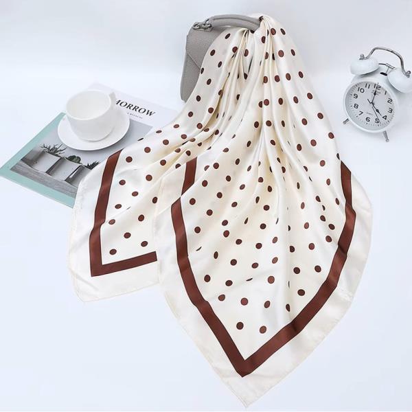 POLKA DOT SILKY BANDANA SQUARE NECK SCARF