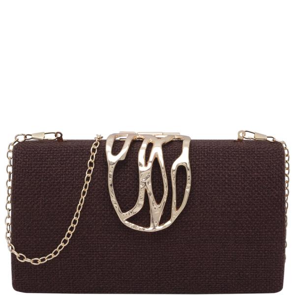 TEXTURED METAL DESIGN EVENING CLUTCH BAG