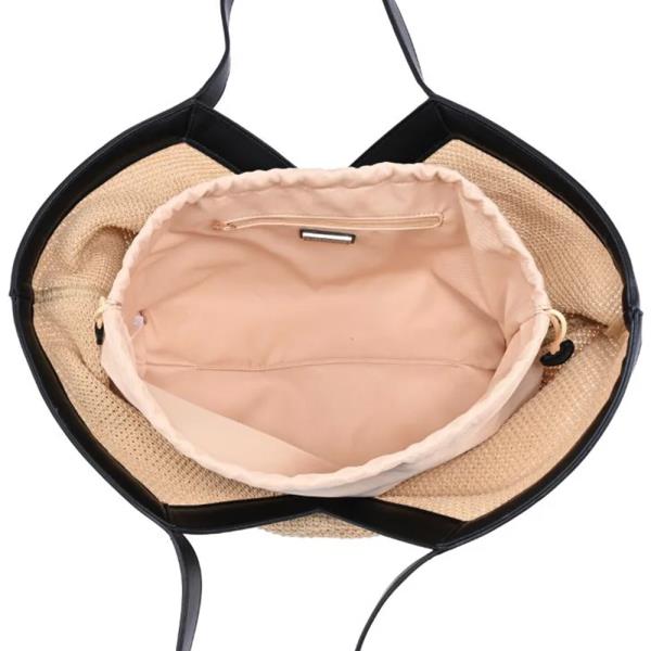 2IN1 WOVEN MADELYN TOTE W DRAWSTRING POUCH SET