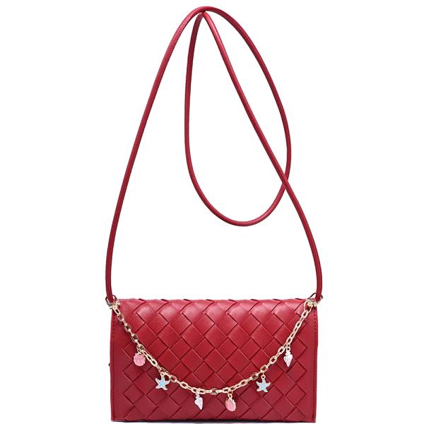 WOVEN BASKETWEAVE TEXTURE AUBREY CROSSBODY BAG