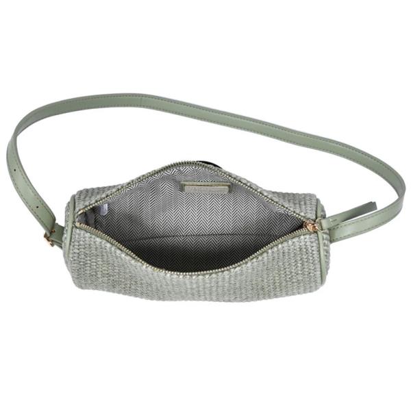 WOVEN STRAW CYLINDRICAL MILA SHOULDER BAG