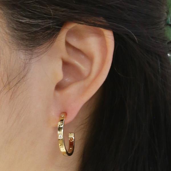 14K GOLD WHITE GOLD DIPPED SCREW HEAD HOOP EARRINGS