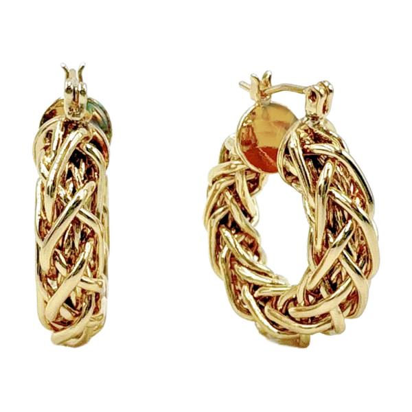 14K GOLD WHITE GOLD DIPPED CHAIN KNOT DROP EARRINGS