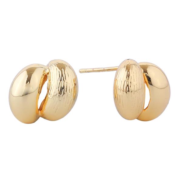 14K GOLD WHITE GOLD DIPPED SPLIT DOME STUD EARRINGS