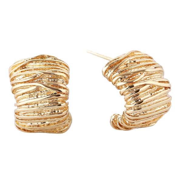 14K GOLD WHITE GOLD DIPPED RIDGED WRAP HOOP EARRINGS