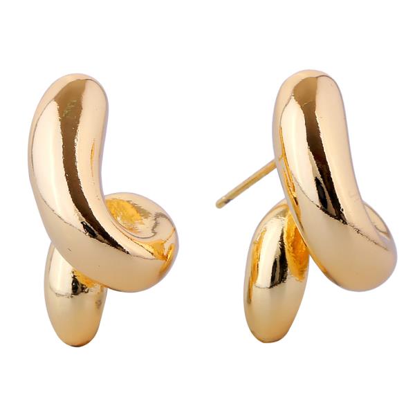 14K GOLD WHITE GOLD DIPPED SCULPTED KNOT STUD EARRING