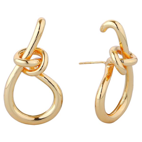 14K GOLD WHITE GOLD DIPPED  KNOT DROP LOOP EARIRNGS