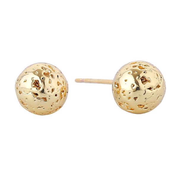 14K GOLD WHITE GOLD DIPPED TEXTURED BALL STUD EARRINGS