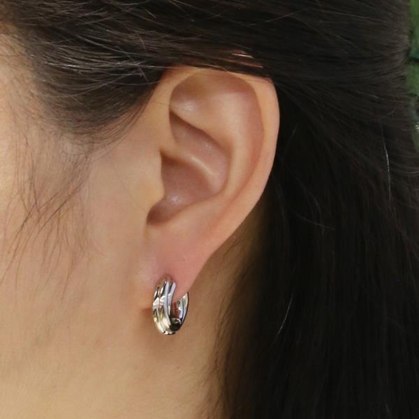 14K GOLD WHITE GOLD DIPPED MINI ROUND HOOP EARRINGS