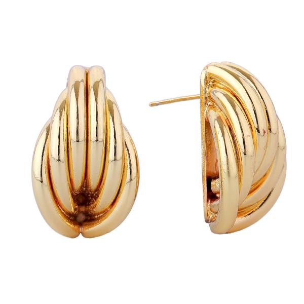 14K GOLD WHITE GOLD DIPPED FACETED U HOOP EARRINGS