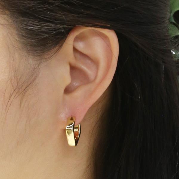 14K GOLD WHITE GOLD DIPPED FLAT EDGE HOOP EARRINGS