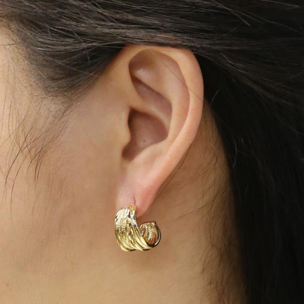 14K GOLD WHITE GOLD DIPPED MULTI LINE HOOP EARRINGS