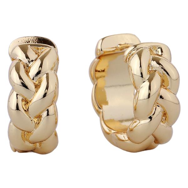 14K GOLD WHITE GOLD DIPPED CHAIN HOOP EARRINGS