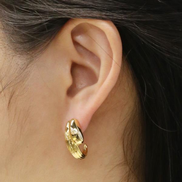 14K GOLD WHITE GOLD DIPPED RIDGED HOOP EARRINGS