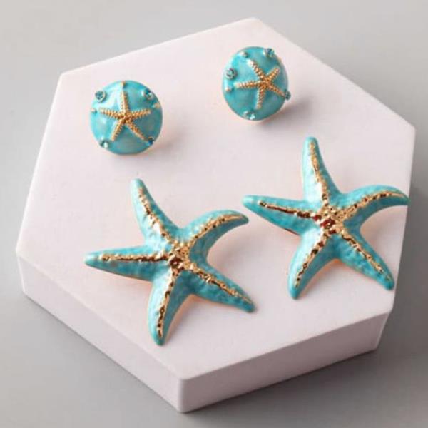 PAINT WASHED STARFISH MIX EARRING SET