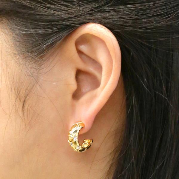 14K GOLD WHITE GOLD DIPPED QUILTED HOOP EARRINGS