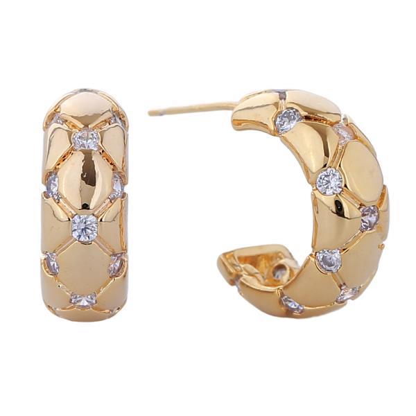 14K GOLD WHITE GOLD DIPPED QUILTED HOOP EARRINGS