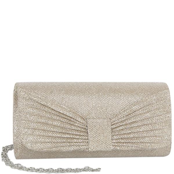 TEXTURED BOW EVENING CLUTCH BAG