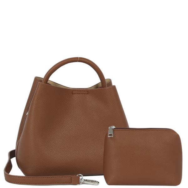 2IN1 TEXTURED SATCHEL W POUCH SET