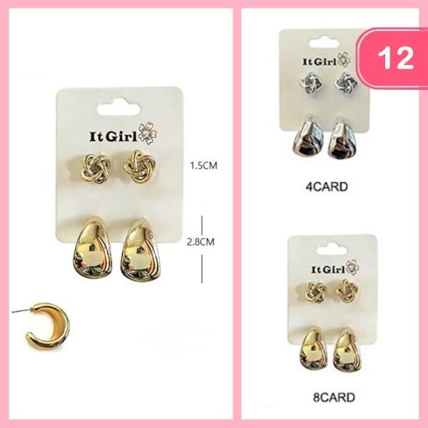 KNOTTED POST HOOP EARRING SET (12 UNITS)