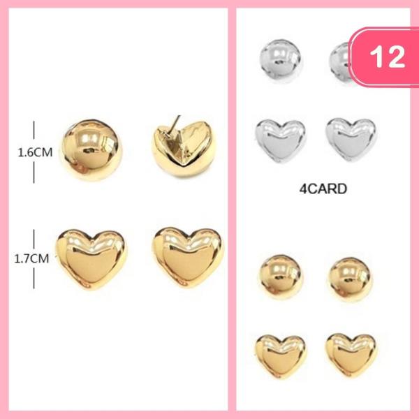 HEART ROUND POST EARRINGS (12 UNITS)