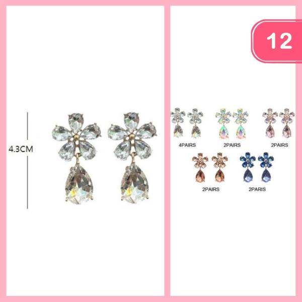 RHINESTONE DANGLE EARRINGS (12 UNITS)