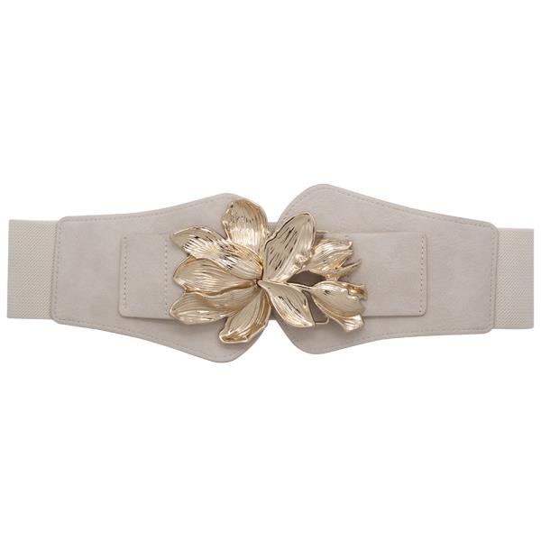 FLOWER TEXTURED METAL WAIST ELASTIC BELT