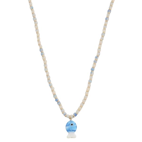 FISH PENDANT BEADED NECKLACE