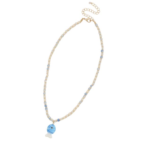 FISH PENDANT BEADED NECKLACE