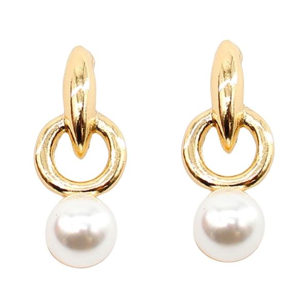 MINI HOOP W/PEARL DROP EARRINGS