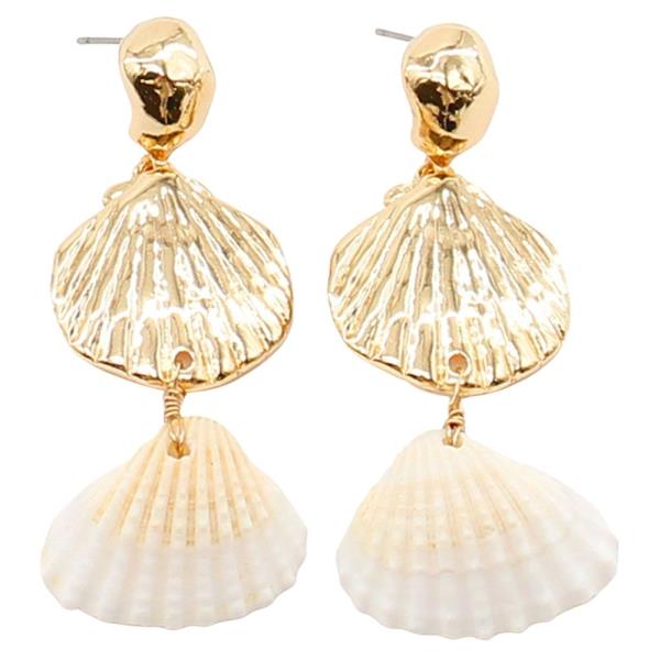 HAMMERED MULTI SHELL DANGLE EARRINGS