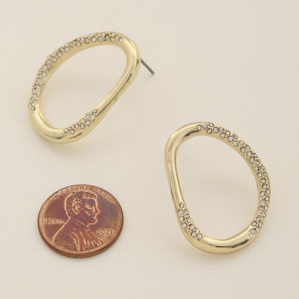 ROUND SHAPED RHINESTONE METAL EARRING