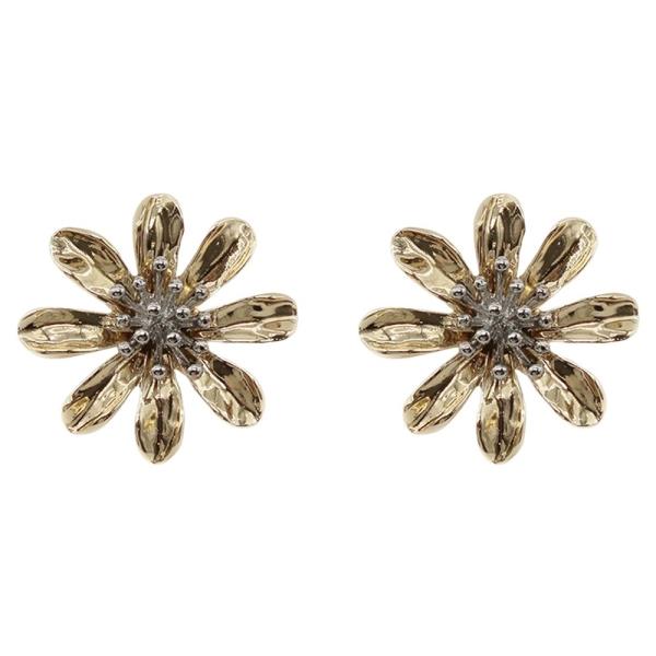 FLOWER W SILVER CENTER POST EARRING
