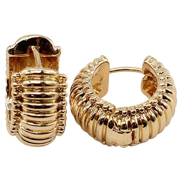 TEXTURED SMALL HOOP HUGGIE EARRINGS