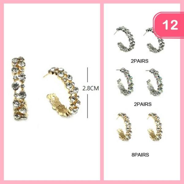 RHINESTONE HOOP EARRING (12 UNITS)