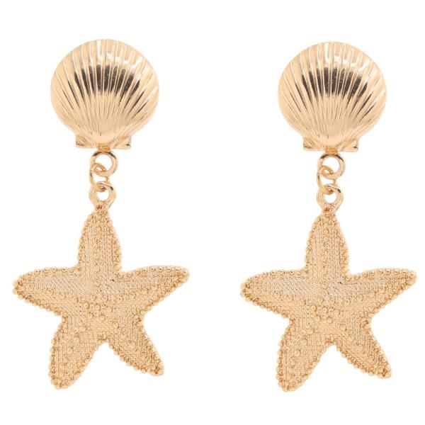 METAL SEA LIFE SHELL STARFISH DROP EARRING
