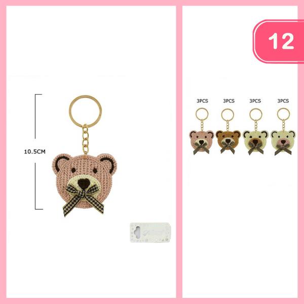 CROCHET STYLE TEDDY BEAR KEYCHAIN (12 UNITS)