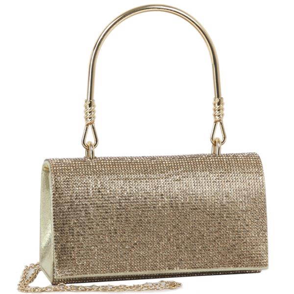 RHINESTONE METAL HANDLE EVENING BAG