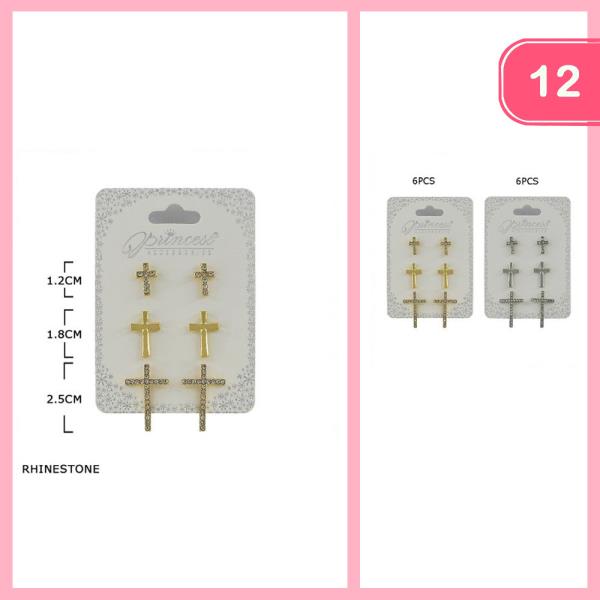 CROSS POST EARRINGS SET (12 UNITS)