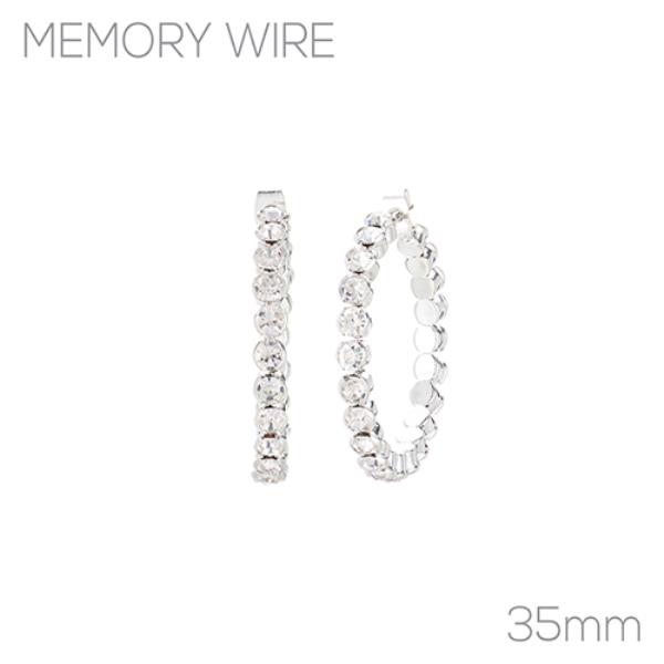 35MM 4 MM ROUND STONE HOOP EARRING